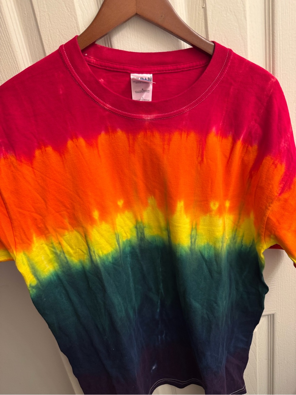 Gildan Men’s Short Sleeve Tie-Dye Tee - Pink, Orange, Yellow, Green, Blue